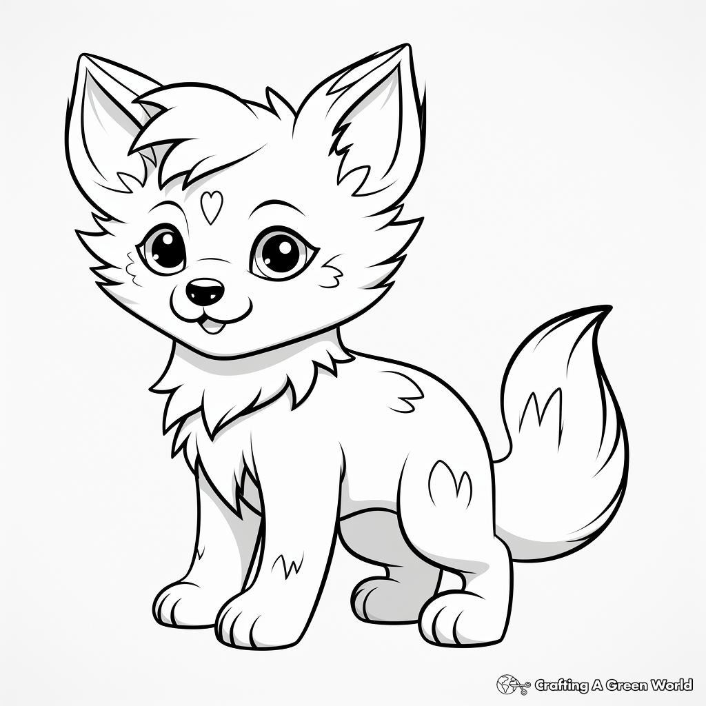 Adorable Anime Wolf Pup Coloring Pages 2