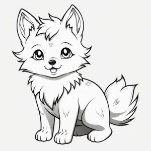 Adorable Anime Wolf Pup Coloring Pages 3