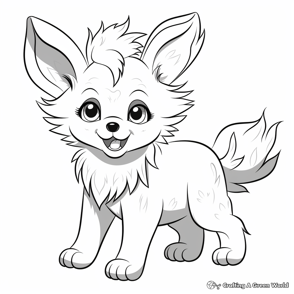 Adorable Anime Wolf Pup Coloring Pages 4