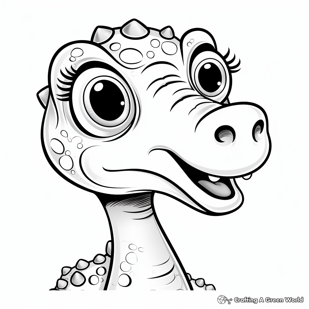 Adorable Apatosaurus Head Coloring Pages for Kids 1
