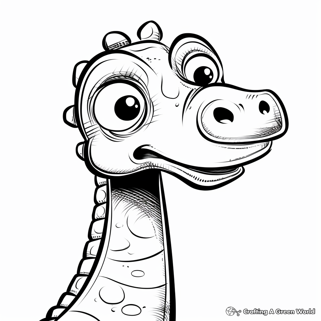 Adorable Apatosaurus Head Coloring Pages for Kids 3
