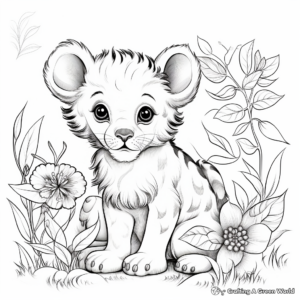 Adorable Baby Animals in Nature Coloring Pages 1
