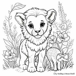Adorable Baby Animals in Nature Coloring Pages 2