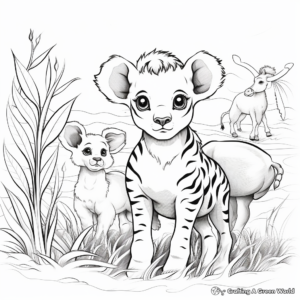 Adorable Baby Animals in Nature Coloring Pages 3
