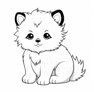 Adorable Baby Arctic Fox Coloring Pages 1