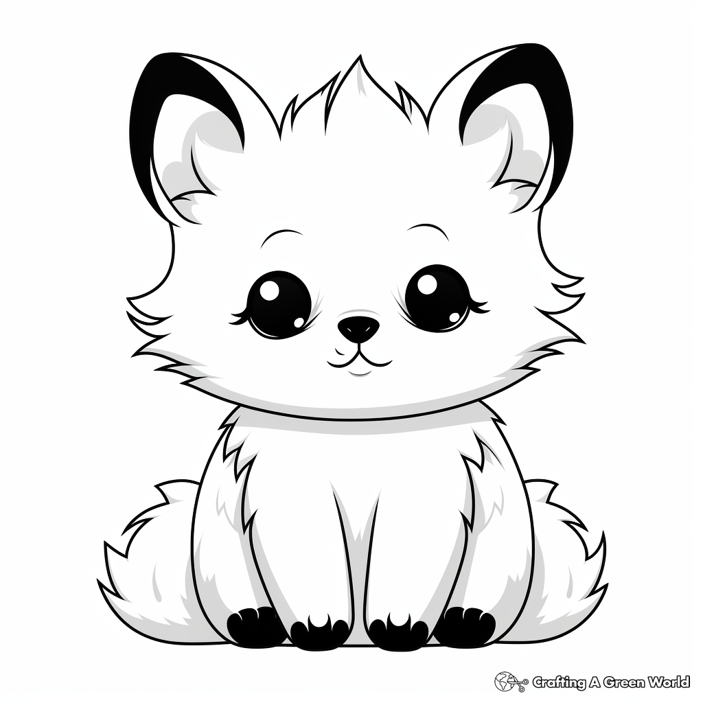 Adorable Baby Arctic Fox Coloring Pages 2