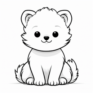 Adorable Baby Arctic Fox Coloring Pages 3