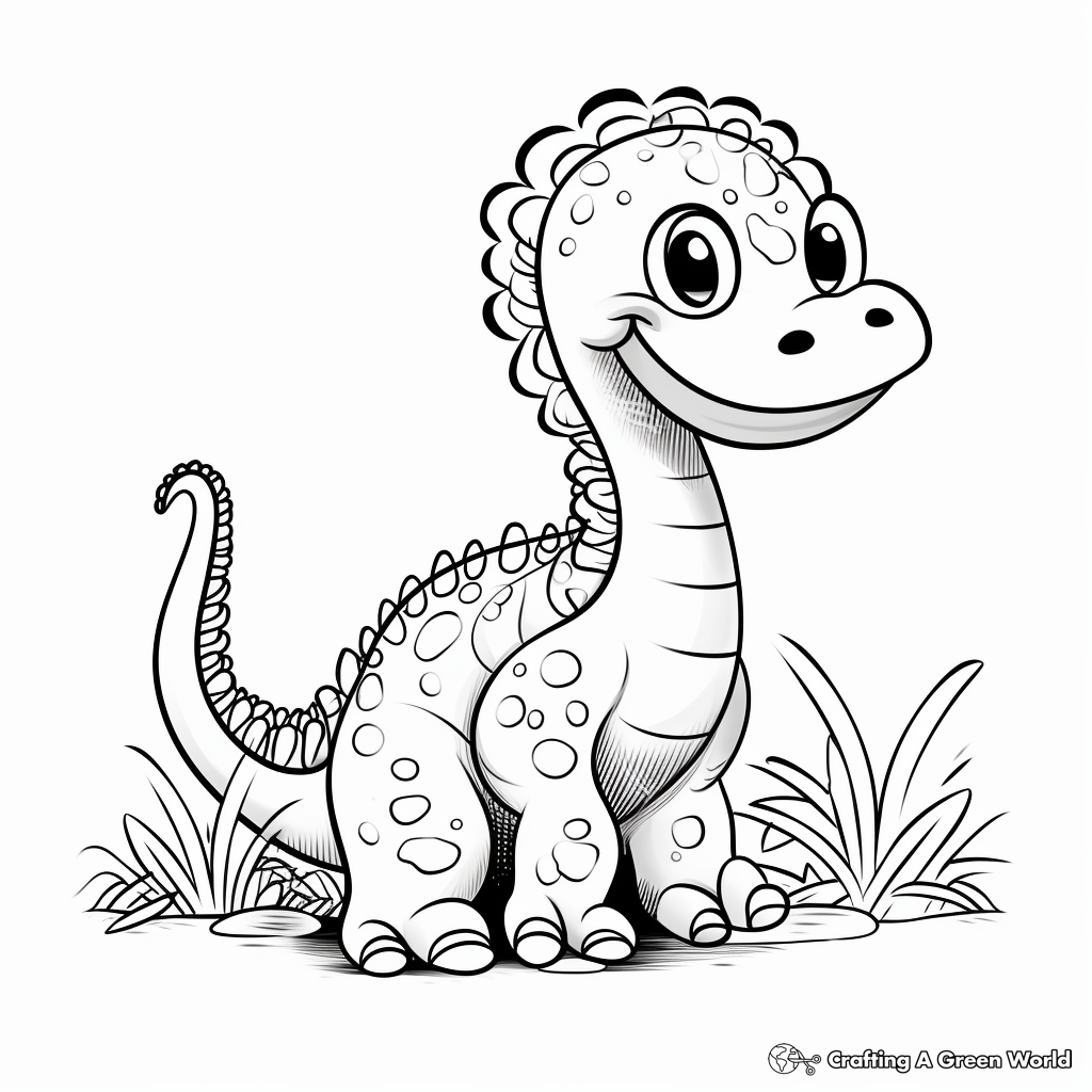 Adorable Baby Brontosaurus Coloring Pages 2