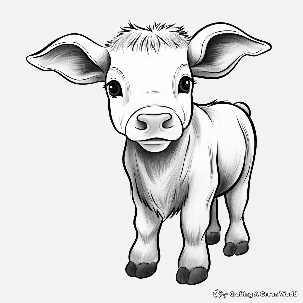Adorable Baby Bull Coloring Pages 1