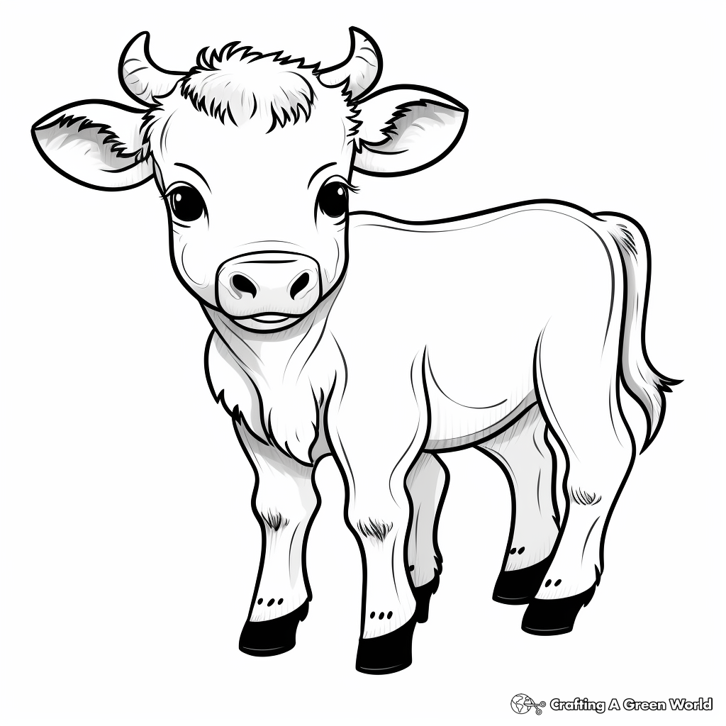 Adorable Baby Bull Coloring Pages 2