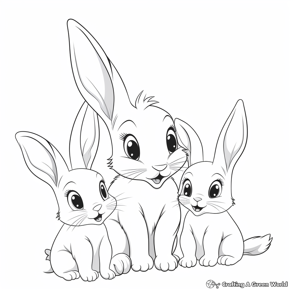 Adorable Baby Bunnies Coloring Sheets 4