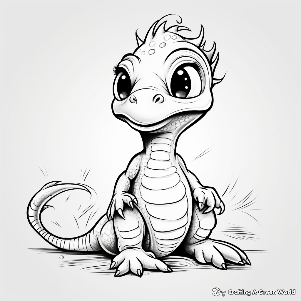 Adorable Baby Dilophosaurus Coloring Pages for Children 3