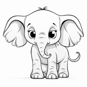Adorable Baby Elephant with Big Eyes Coloring Pages 3