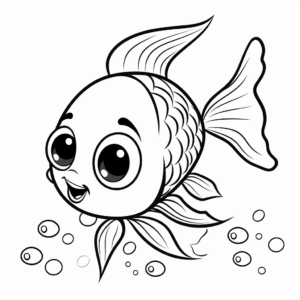 Adorable Baby Fish Cartoon Coloring Pages 1
