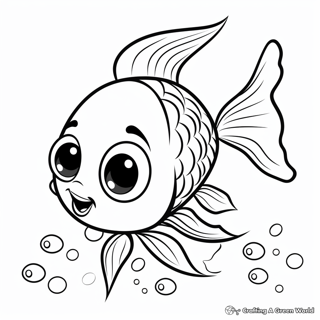 Adorable Baby Fish Cartoon Coloring Pages 1