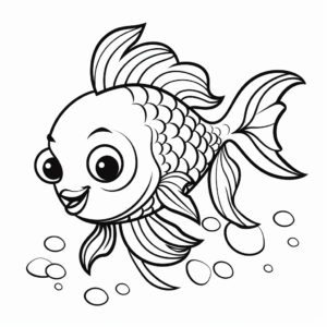 Adorable Baby Fish Cartoon Coloring Pages 2