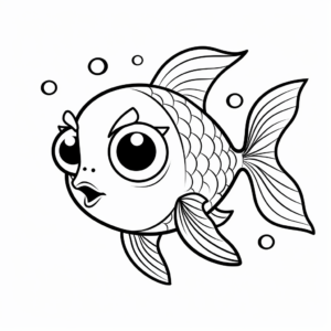 Adorable Baby Fish Cartoon Coloring Pages 4