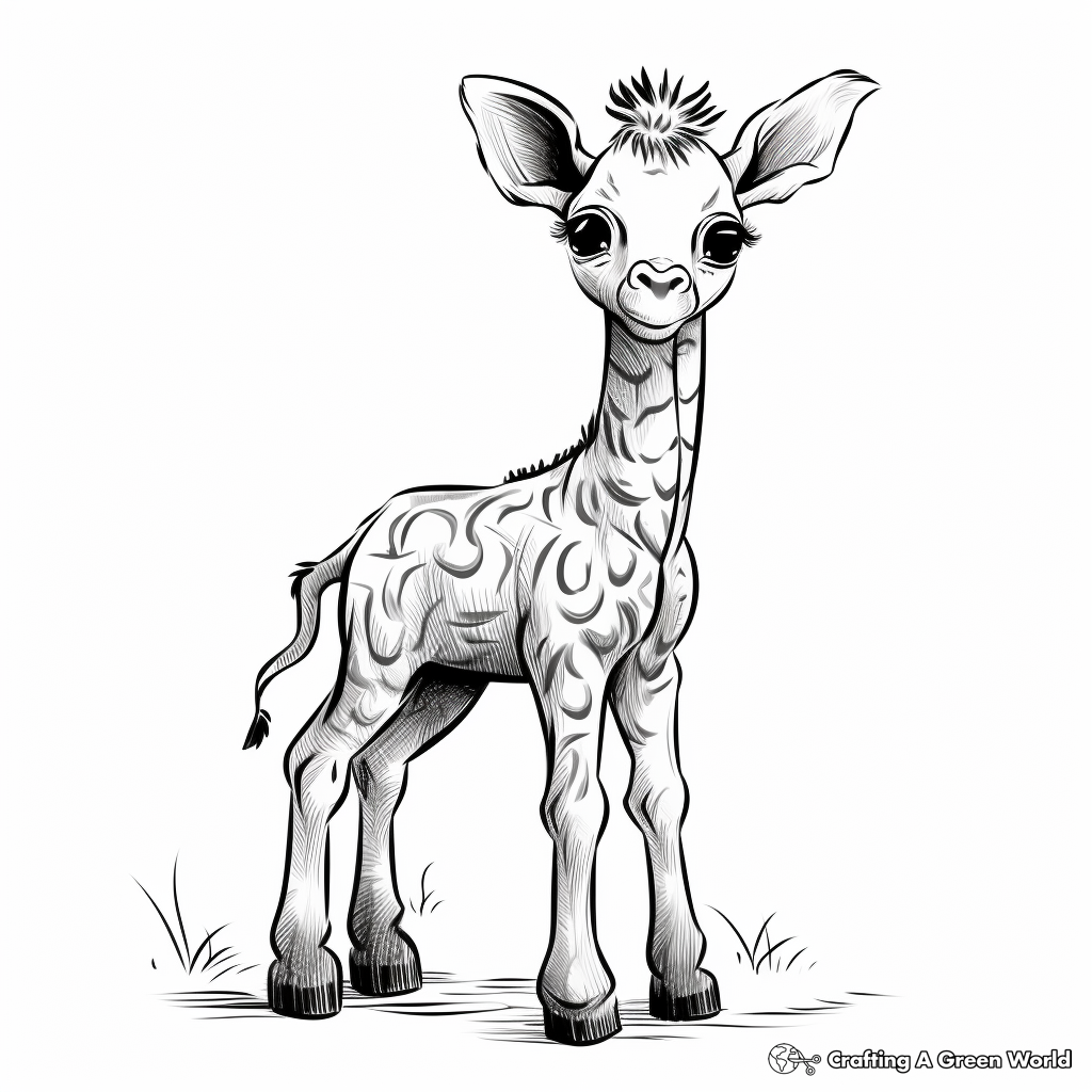 Adorable Baby Giraffe Coloring Pages 1
