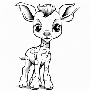 Adorable Baby Giraffe Coloring Pages 4