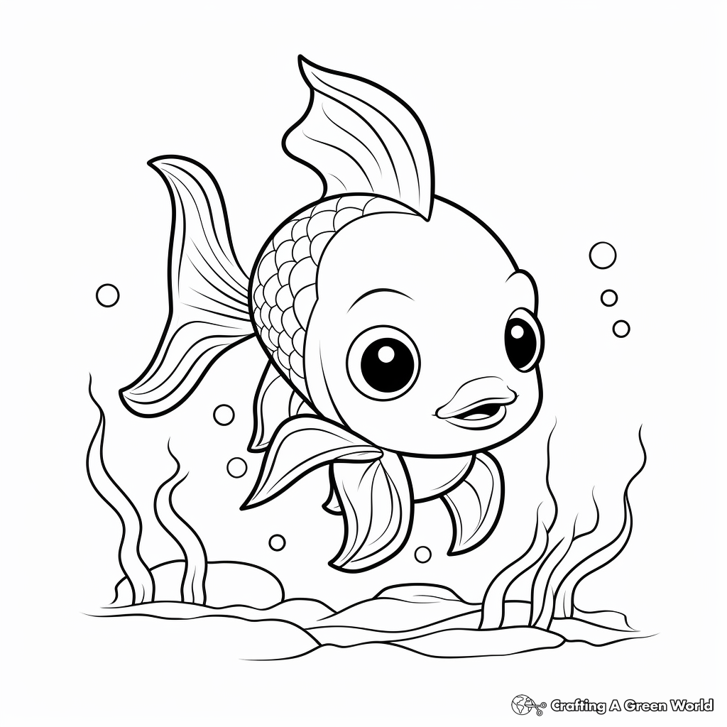 Adorable Baby Goldfish Coloring Pages 1