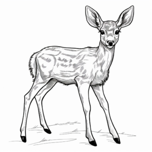 Adorable Baby Mule Deer Coloring Pages for Kids 2