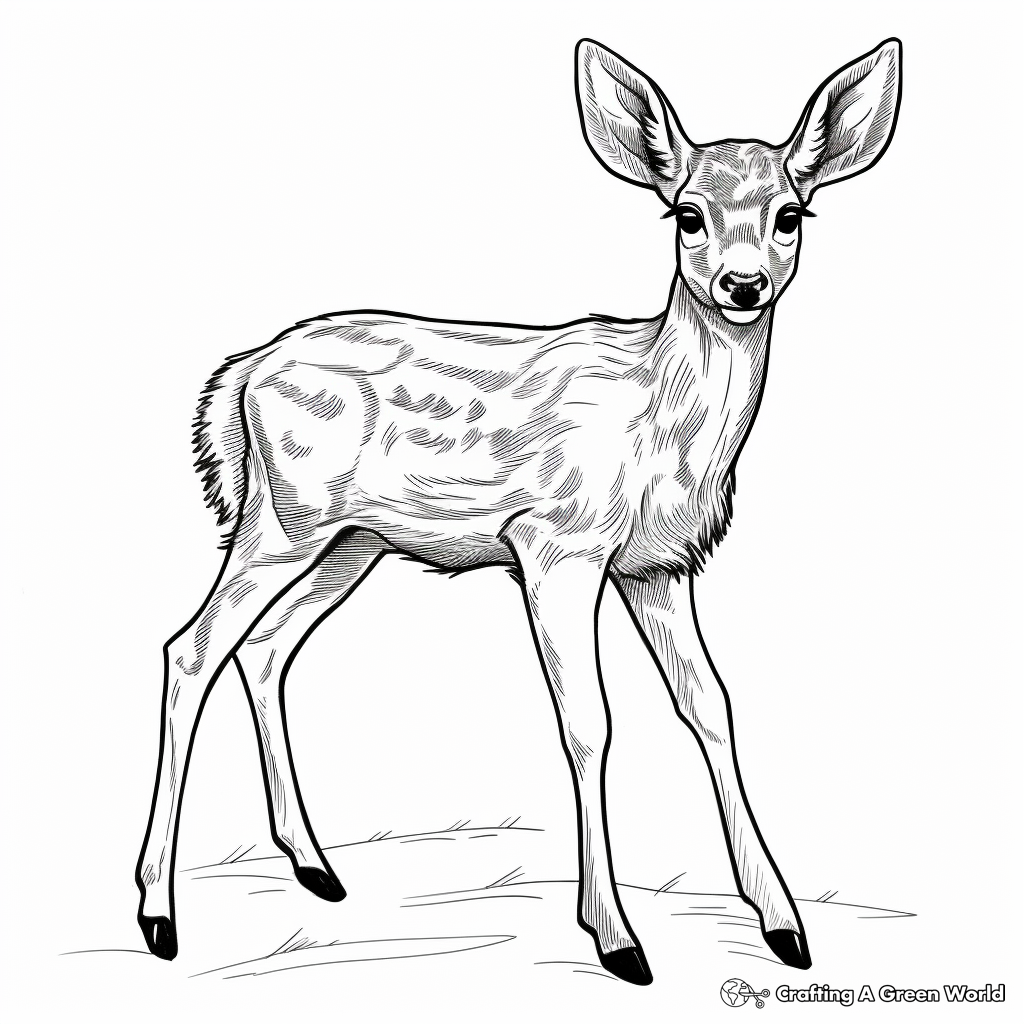 Adorable Baby Mule Deer Coloring Pages for Kids 2