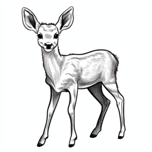 Adorable Baby Mule Deer Coloring Pages for Kids 3