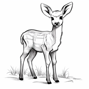 Adorable Baby Mule Deer Coloring Pages for Kids 4