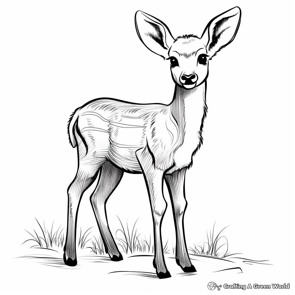 Adorable Baby Mule Deer Coloring Pages for Kids 4