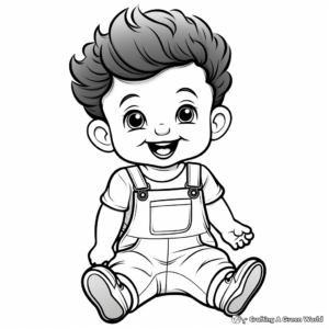 Adorable Baby Overalls Coloring Sheets 1