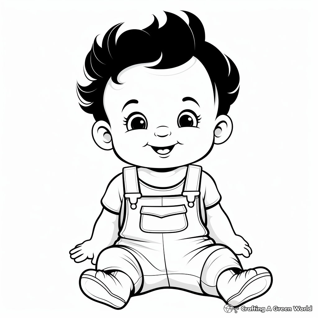 Adorable Baby Overalls Coloring Sheets 2