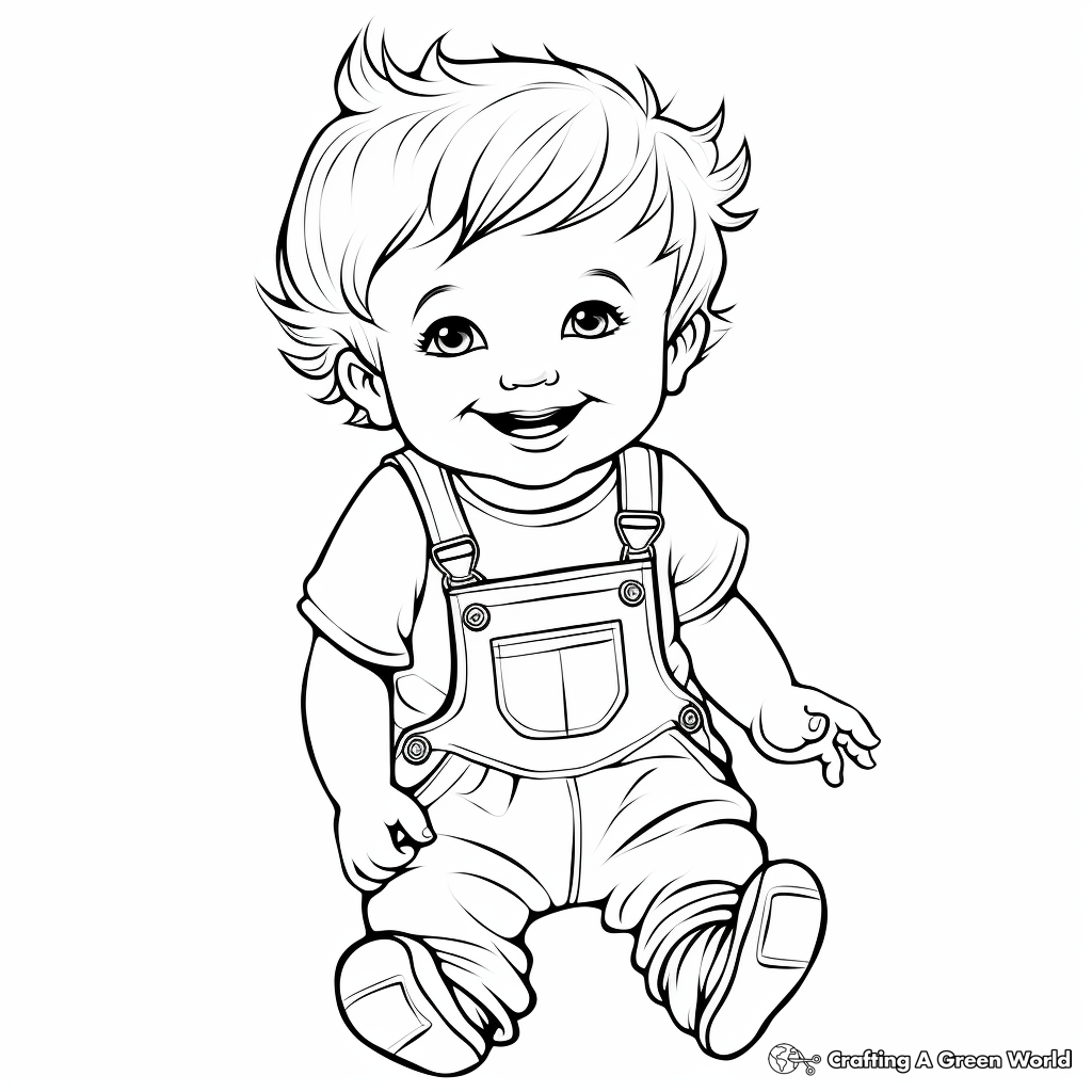 Adorable Baby Overalls Coloring Sheets 3