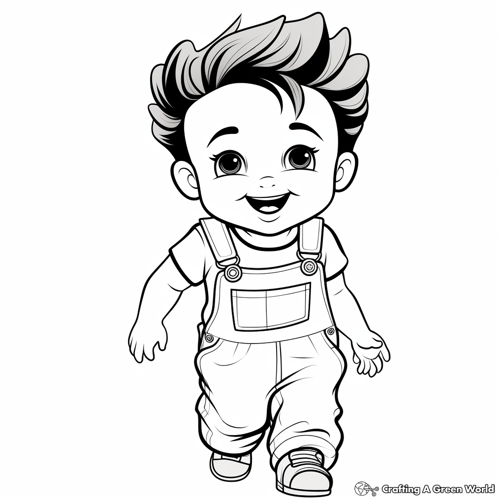 Adorable Baby Overalls Coloring Sheets 4