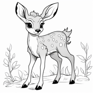 Adorable Bambi-like Fawn Coloring Pages 2