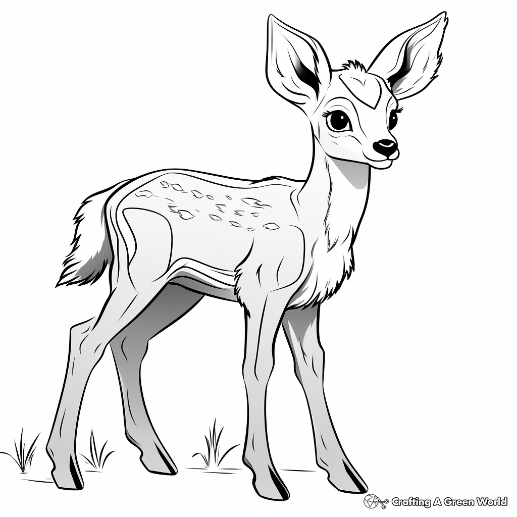 Adorable Bambi-like Fawn Coloring Pages 3