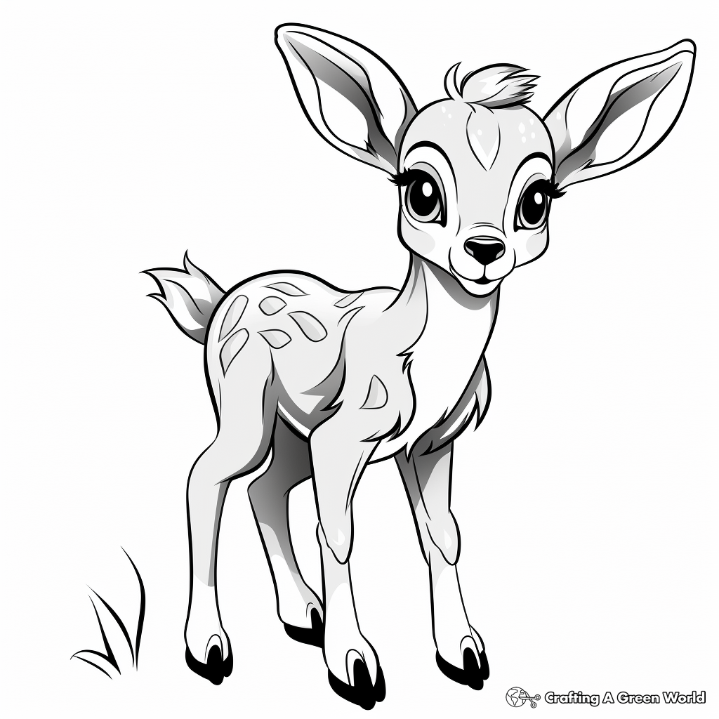Adorable Bambi-like Fawn Coloring Pages 4