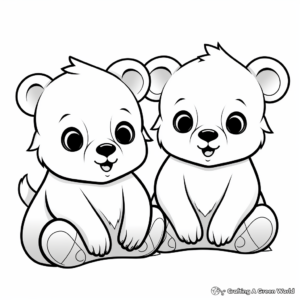 Adorable Black Bear Cubs Coloring Pages 1
