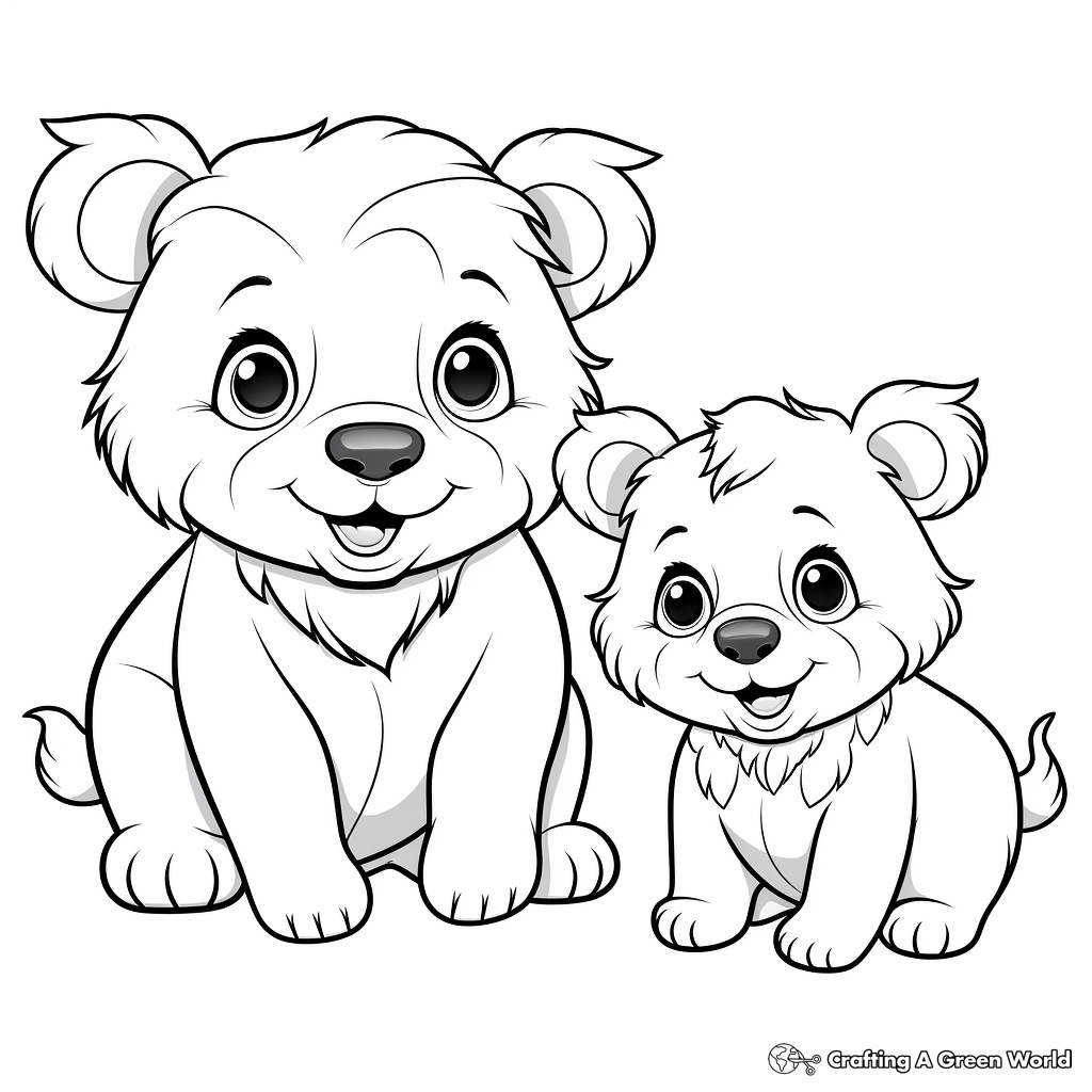 Adorable Black Bear Cubs Coloring Pages 3