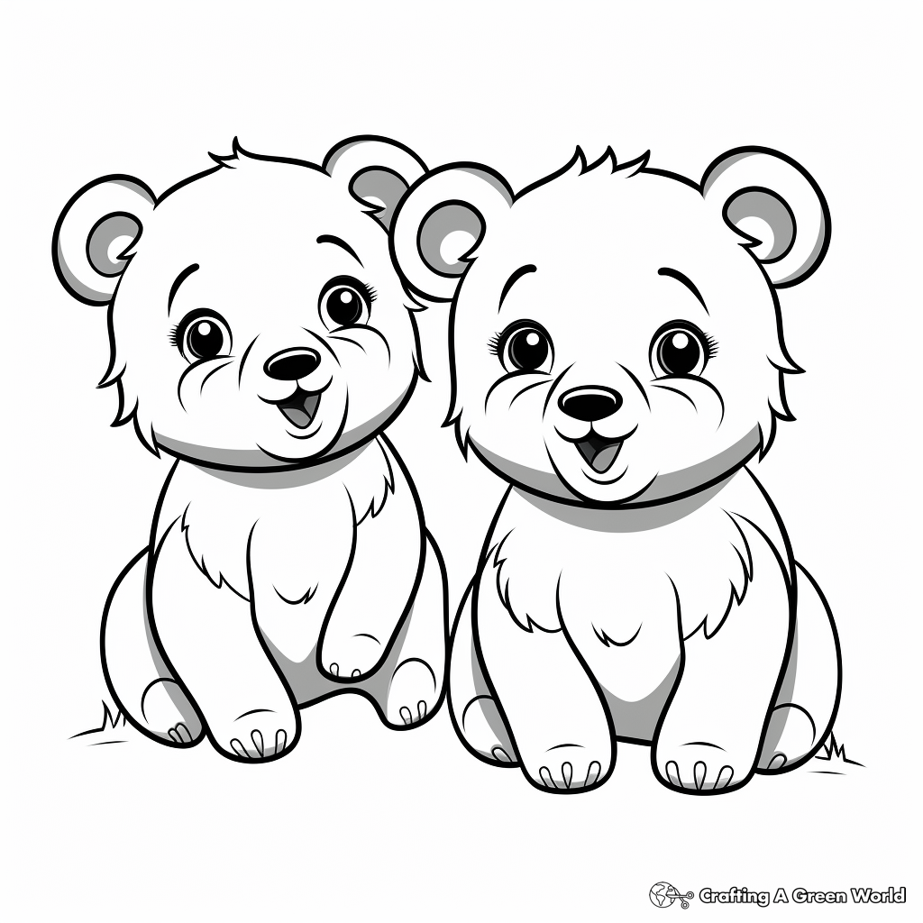 Adorable Black Bear Cubs Coloring Pages 4