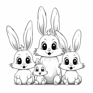Adorable Bunny Family Coloring Sheets 1