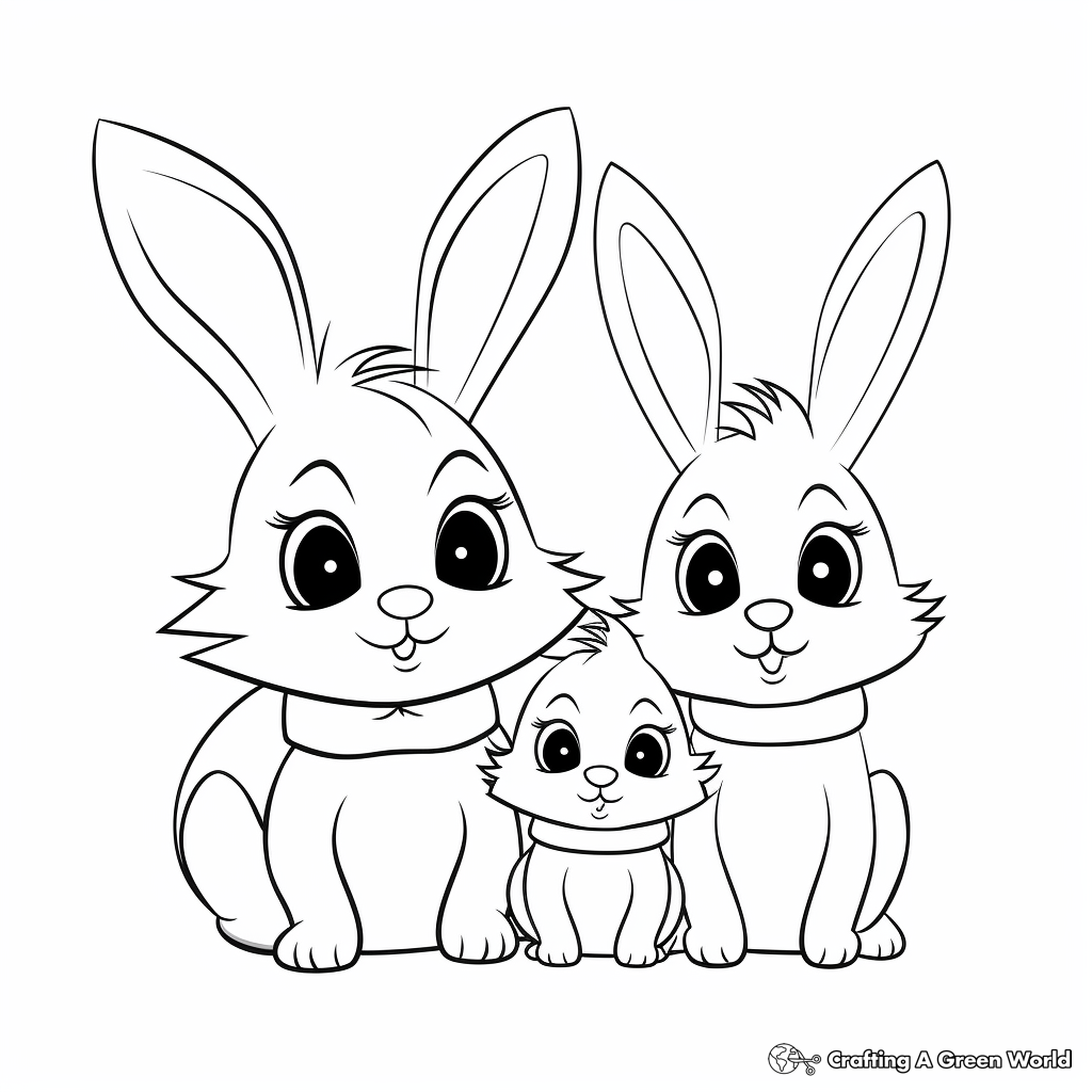 Adorable Bunny Family Coloring Sheets 3