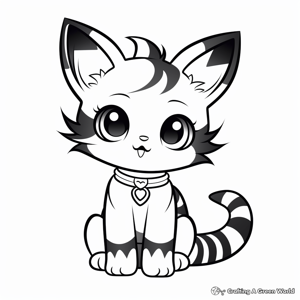 Adorable Calico Kitten Coloring Pages 1