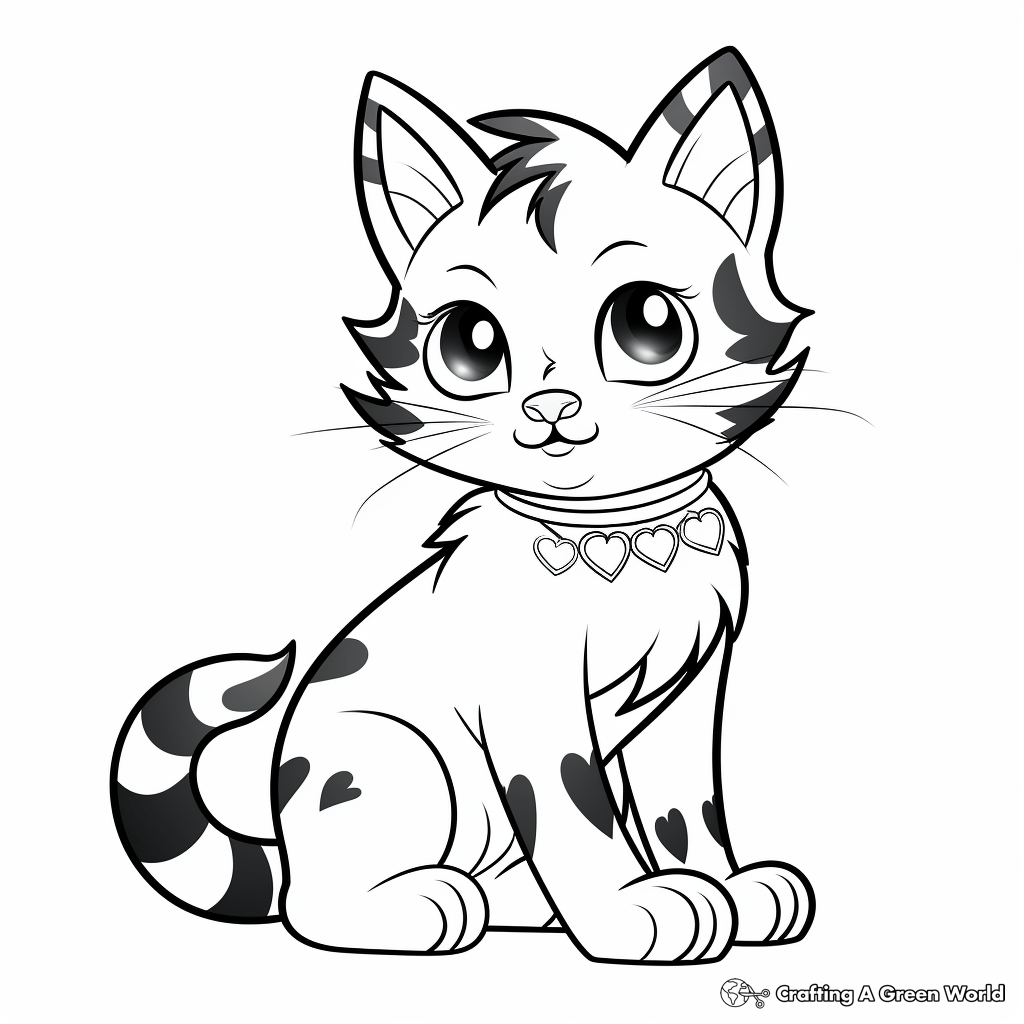 Adorable Calico Kitten Coloring Pages 3