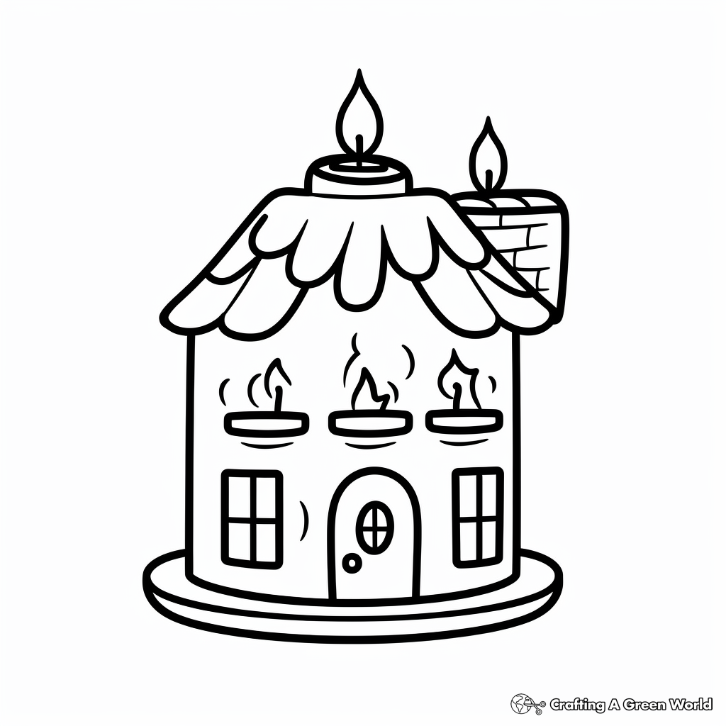 Adorable Candle House Coloring Pages for Kids 1
