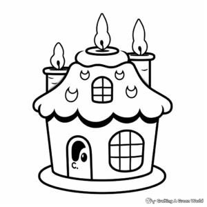 Adorable Candle House Coloring Pages for Kids 2