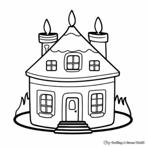 Adorable Candle House Coloring Pages for Kids 3