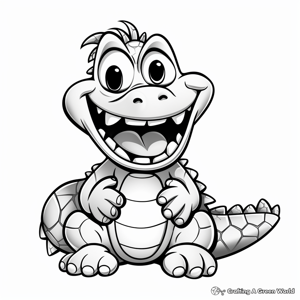 Adorable Cartoon Alligator Coloring Pages 1