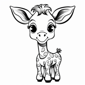 Adorable Cartoon Giraffe Coloring Pages for Kids 1
