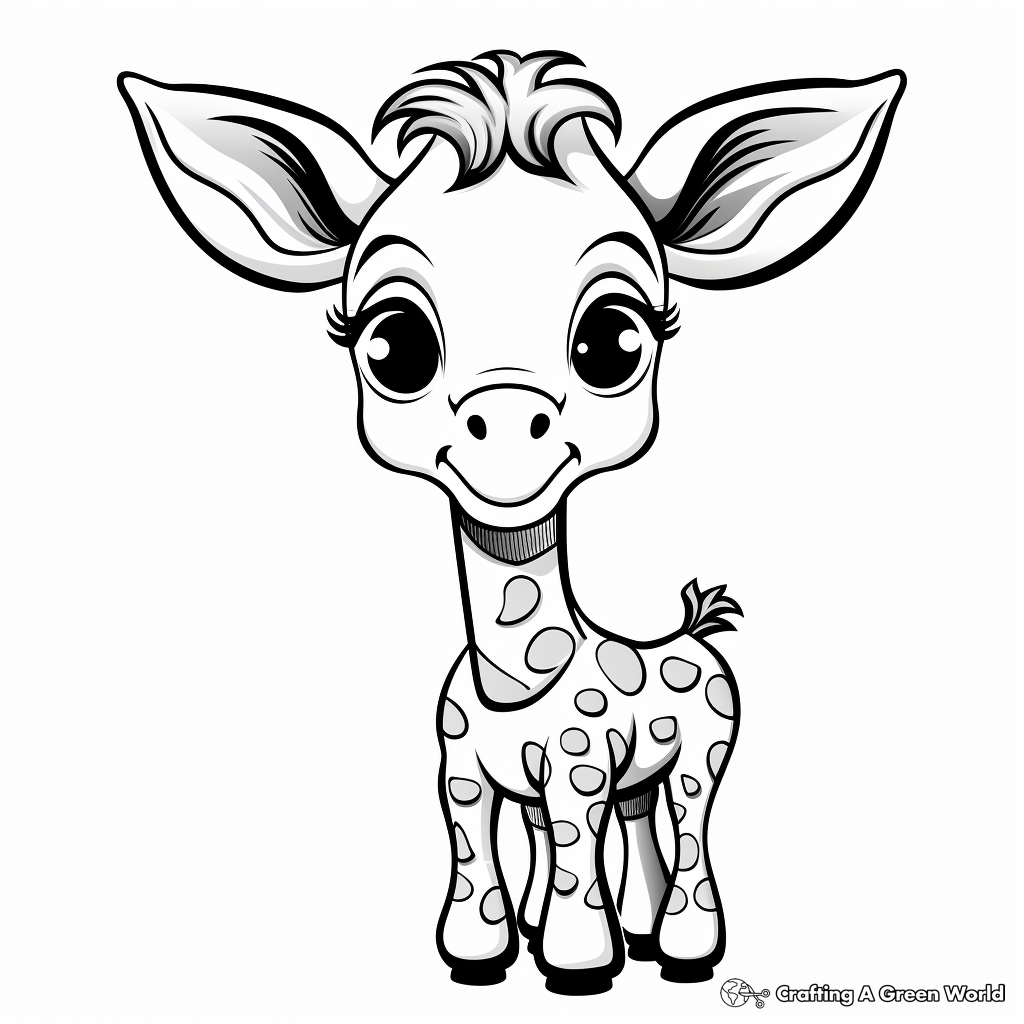 Adorable Cartoon Giraffe Coloring Pages for Kids 1
