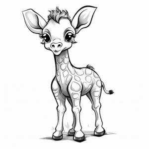 Adorable Cartoon Giraffe Coloring Pages for Kids 2